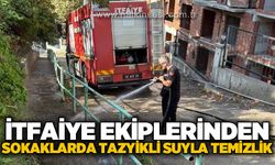 İtfaiye ekiplerinden Zonguldak sokaklarında tazyikli suyla temizlik