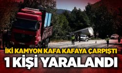 İki kamyon kafa kafaya çarpıştı: 1 kişi yaralandı