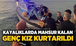 Kayalıklarda mahsur kalan genç kız kurtarıldı