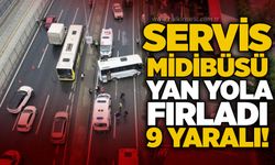 Servis midibüsü yan yola fırladı: 9 yaralı!