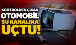 Kontrolden çıkan otomobil su kanalına uçtu!