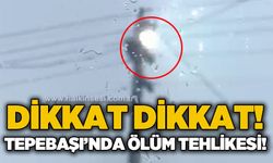 Tepebaşı Mahallesi'nde tehlikeli anlar: Elektrik direği kıvılcım saçıyor