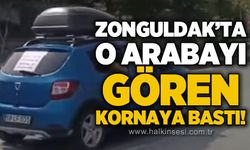 Zonguldak'ta o arabayı gören korna bastı!