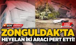 Zonguldak’ta heyelan iki aracı pert etti!