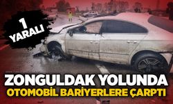 Zonguldak yolunda otomobil bariyerlere çarptı