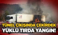 Tünel çıkışında çekirdek yüklü tırda yangın!