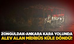 Zonguldak-Ankara kara yolunda alev alan midibüs küle döndü!