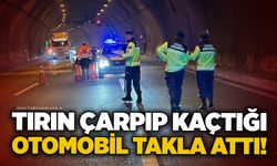 Tırın çarpıp kaçtığı otomobil takla attı!
