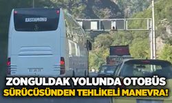 Zonguldak yolunda otobüs sürücüsünden tehlikeli manevra!