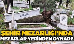 Şehir Mezarlığı'nda fırtına etkisini gösterdi: Mezarlar yerinden oynadı!