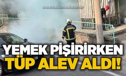 Kozlu'da korku dolu anlar! Kamelyada mutfak tüpü alev aldı