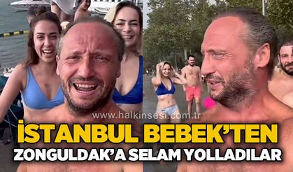 Bebek Sahili’nde kış ortasında denize girdiler: Zonguldak’a selam gönderdiler!