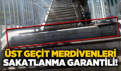 Uğur Mumcu Kavşağı Üst Geçidi merdivenleri tehlike saçıyor: “Sakatlanma garantili merdivenler”