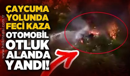 Bartın-Çaycuma yolunda korkutan kaza: Takla atan otomobil alevlere teslim oldu