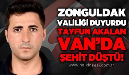Zonguldak Valiliği'nden şehit polis memuru Tayfun Akalan için başsağlığı mesajı