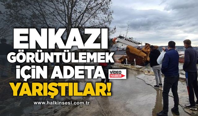 Enkazı görüntülemek için adeta yarıştılar!