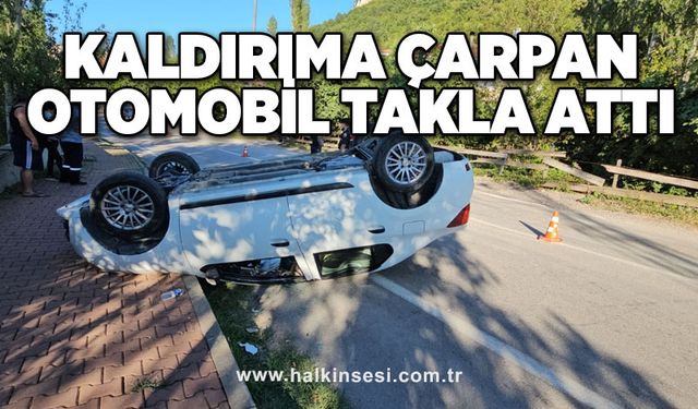 Kaldırıma çarpan otomobil takla attı: 1 yaralı