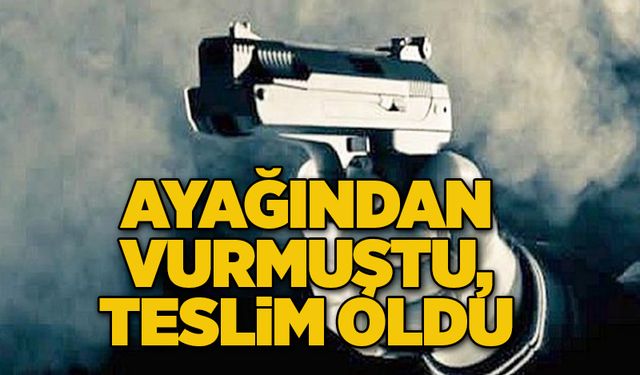 Ayağından vurmuştu, teslim oldu