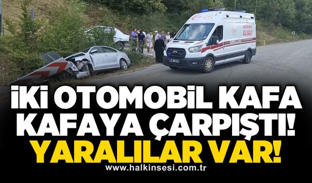 İki otomobil kafa kafaya çarpıştı! Yaralılar var!