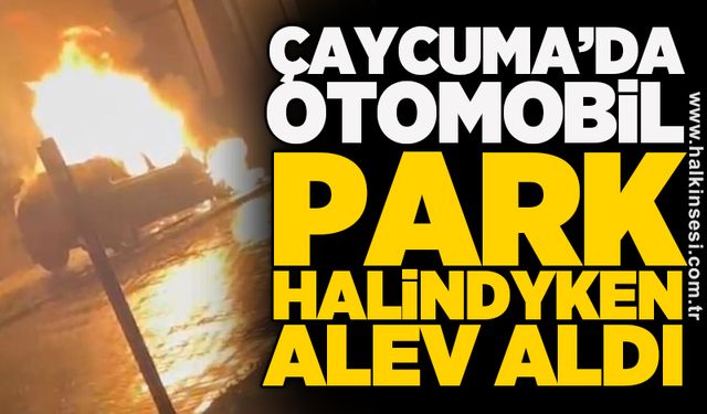 Çaycuma’da otomobil park halindyken alev aldı