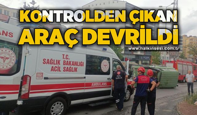 Karadeniz Ereğli’de kontrolden çıkan araç devrildi
