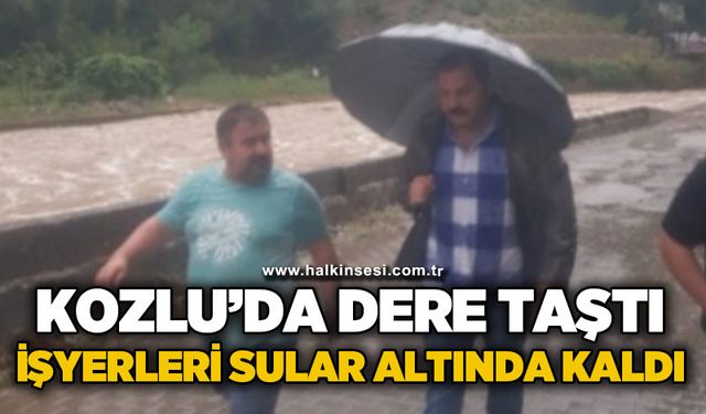 Kozlu'da dere taştı, işyerleri sular altında kaldı