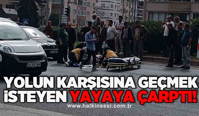Yolun karşısına geçmek isteyen yayaya çarptı!