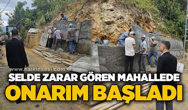 Selden zarar gören mahallede onarım başladı