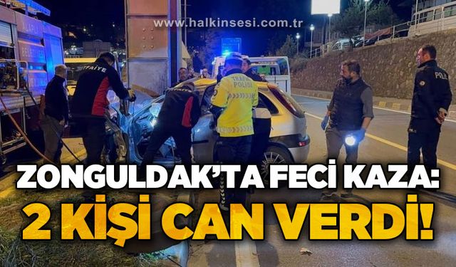 Üst geçidin ayağına çarpan otomobil hurda yığınına döndü: 2 ölü