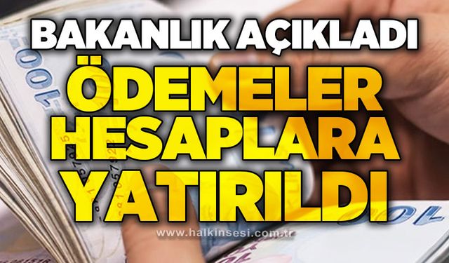 Bakanlık açıkladı: Ödemeler hesaplara yatırıldı