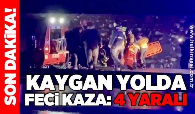 Kaygan yolda feci kaza: 4 yaralı