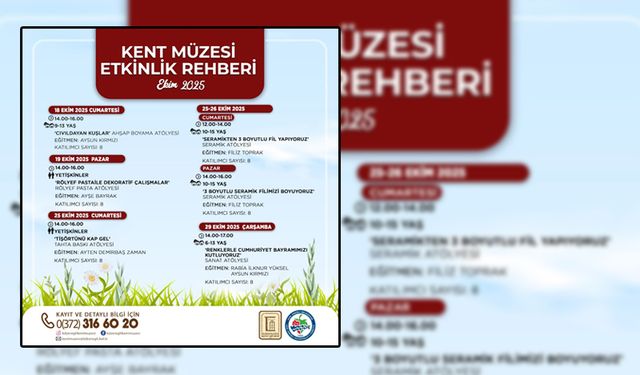 KENT MÜZESİ DOPDOLU ETKİNLİKLERLE KALDIĞI YERDEN ATÖLYELERE DEVAM EDİYOR
