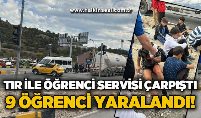 Tır ile öğrenci servisi çarpıştı: 9 öğrenci yaralı