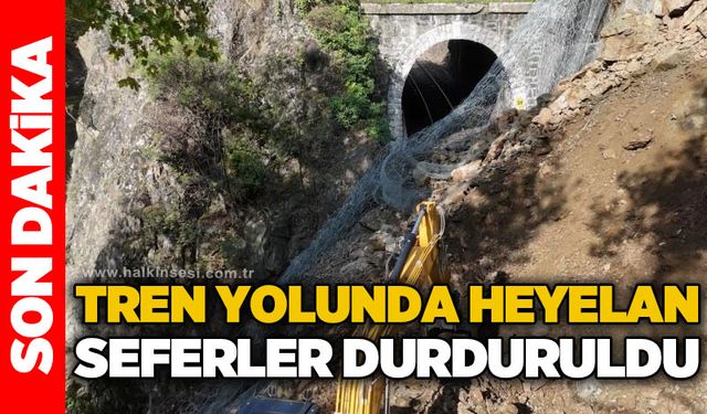 Heyelan demir yolunu kapattı, tren seferleri durduruldu
