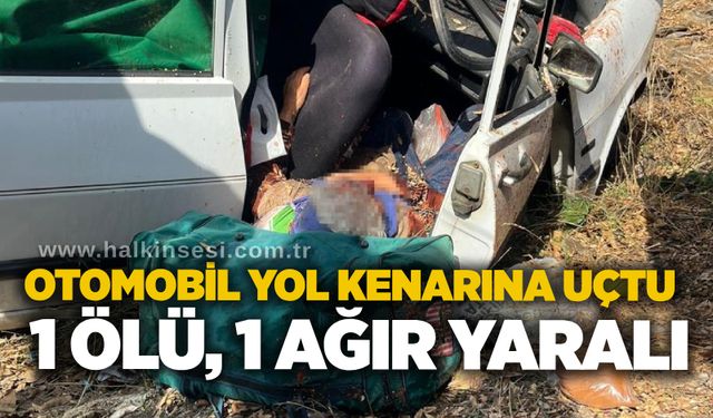 Otomobil yol kenarına uçtu: 1 ölü, 1 ağır yaralı