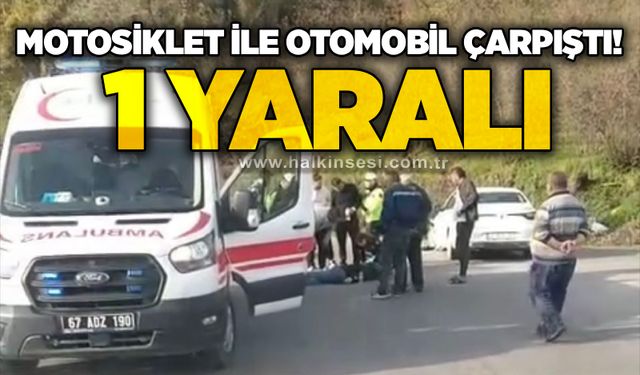 Motosiklet ile otomobil çarpıştı! 1 yaralı