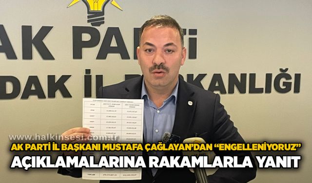 Ak Parti İl Başkanı Mustafa Çağlayan’dan “engelleniyoruz” açıklamalarına rakamlarla yanıt