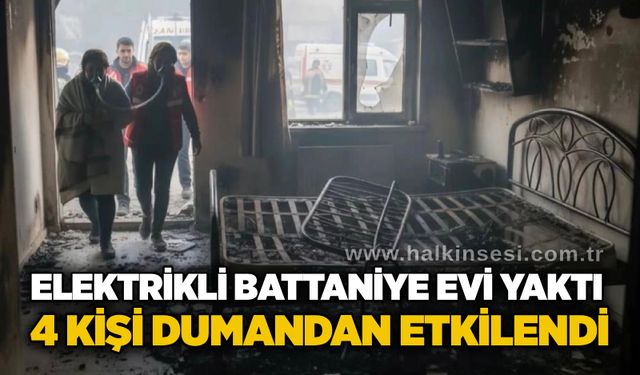 Elektrikli battaniye evi yaktı: 4 kişi dumandan etkilendi