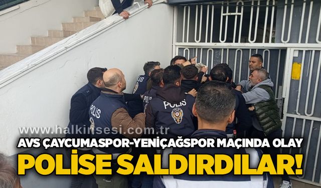 AVS Çaycumaspor-Yeniçağspor maçında olay...  Polise saldırdılar!..