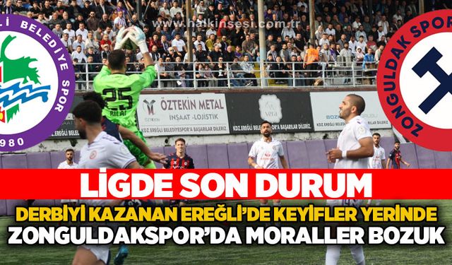 Derbiyi kazanan Ereğli'de keyifler yerinde, Zonguldakspor'da moraller bozuk: Ligde son durum!