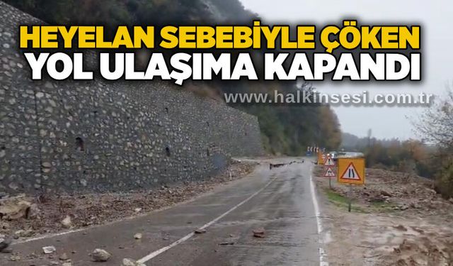 Heyelan sebebiyle çöken yol ulaşıma kapandı