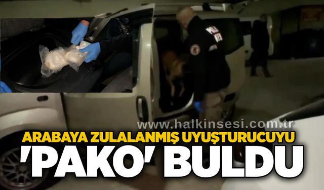 Arabaya zulalanmış u*uşturucuyu 'Pako' buldu