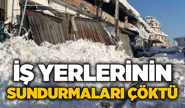 Kar birikintileri iş yerlerinin sundurmalarını çökertti