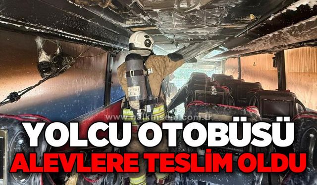 Park halindeki yolcu otobüsü alevlere teslim oldu