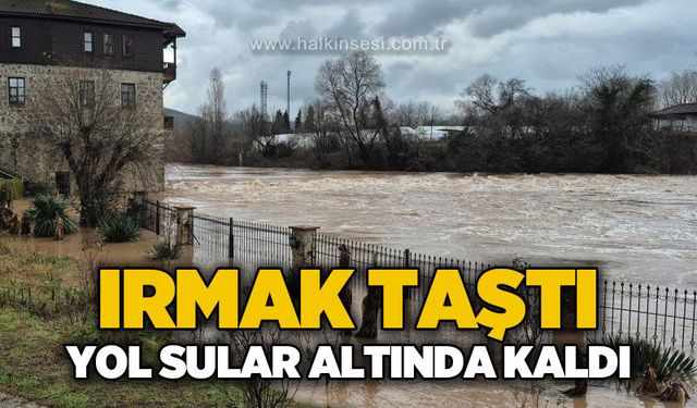 Irmak taştı, yol ve kaldırımlar sular altında kaldı!