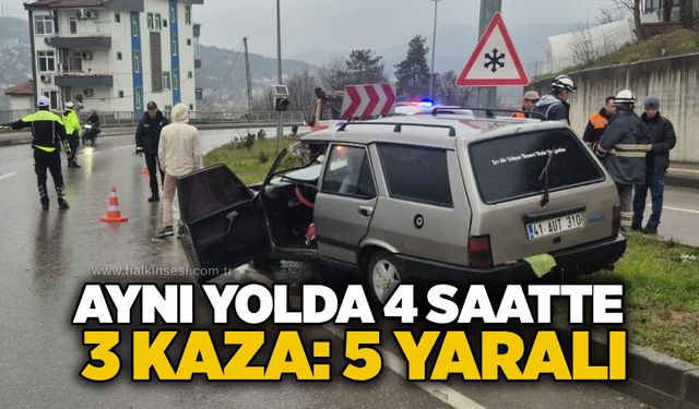 Aynı yolda 4 saatte 3 kaza: 5 yaralı