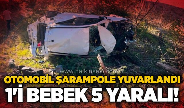 Otomobil şarampole yuvarlandı: 1’i bebek 5 yaralı!