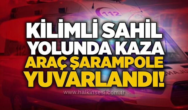 Kilimli Sahil yolunda kaza: Araç şarampole yuvarlandı!