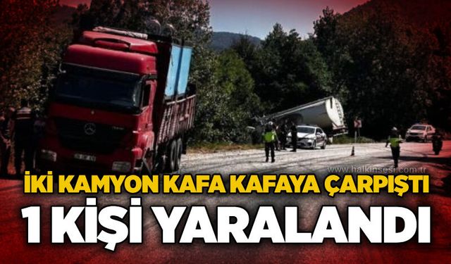 İki kamyon kafa kafaya çarpıştı: 1 kişi yaralandı