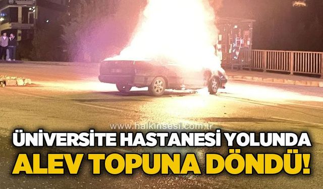 Üniversite hastanesi yolunda araç yangını